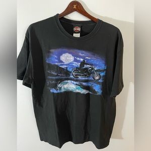 Y2K 2003 Harley Davidson Motorcycle Graphic T Shirt Valparaiso Size L